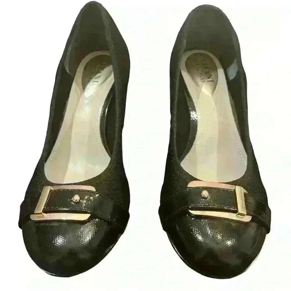 Alfani Womens Tomina Black Slip On Wedge Heels Shoes 7.5 M